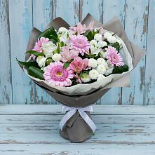 Букет цветов из:  Герберы, Альстромерии и Хризантемы в Акулово