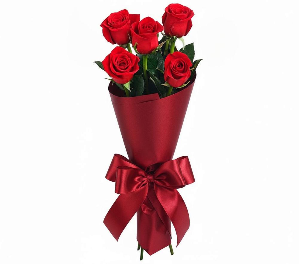 Букет 5 Красных роз Эдлесс Лав в Акулово