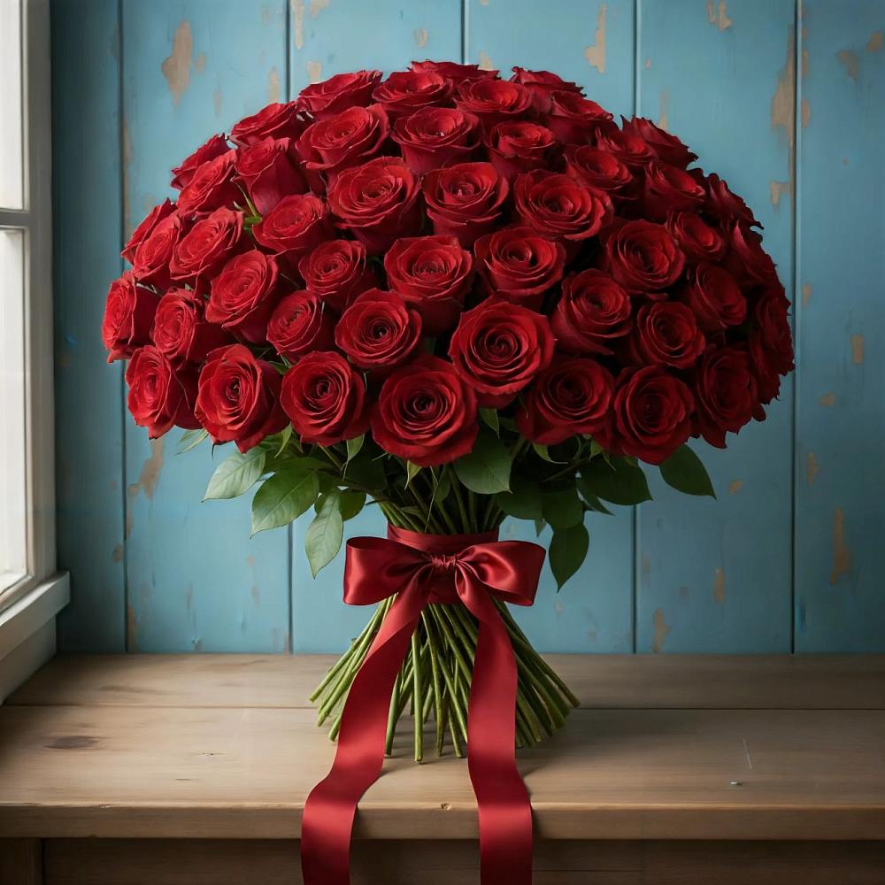 Букет Красные розы Блэк Меджик в Акулово