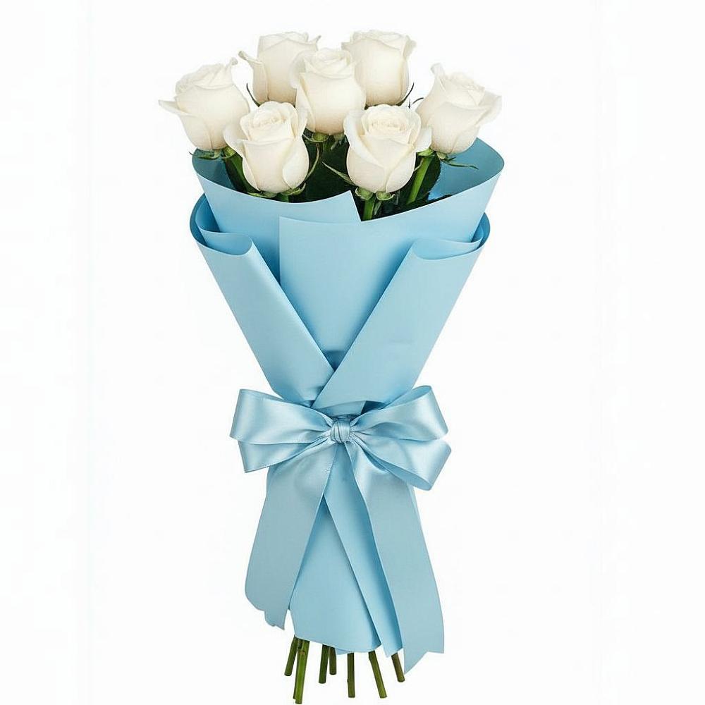 Букет 7 белых роз Проуд в Акулово