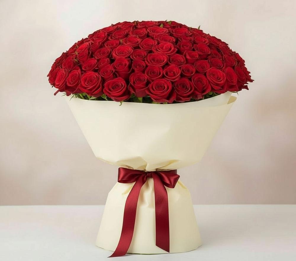 Букет 101 Красная роза Милано в Акулово