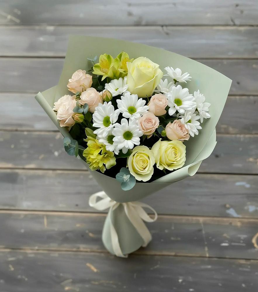 Букет цветов из: Альстромерии, Розы и Хризантемы в Акулово