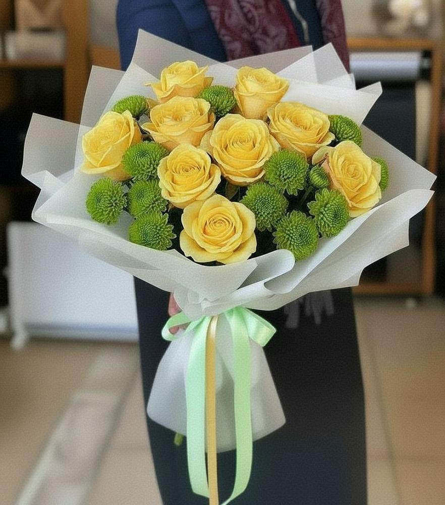 Букет цветов из: Хризантемы и Розы в Акулово