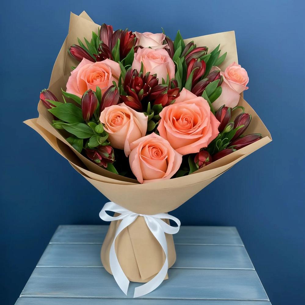 Букет цветов из: Розы и Альстромерии в Акулово