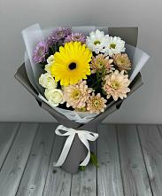 Букет цветов из:  Розы, Герберы и Хризантемы в Акулово
