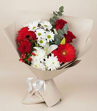 Букет цветов из:  Розы, Хризантемы, Герберы и Лилии в Акулово