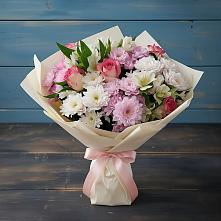 Букет цветов из:  Хризантемы, Альстромерии и Розы #REPLACE_PRED# Акулово