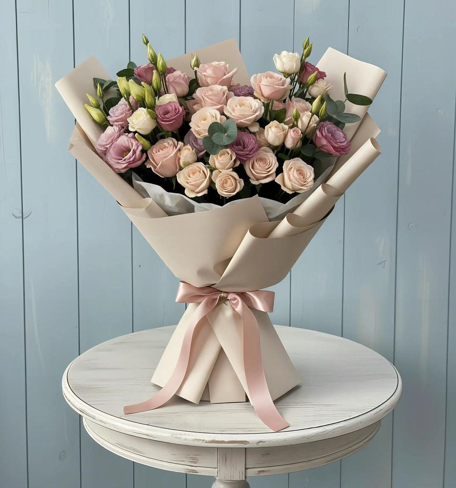 Букет цветов из: Розы и Лизиантусы в Акулово