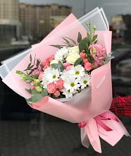 Букет цветов из:  Розы, Лизиантусы и Хризантемы в Акулово