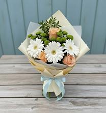 Букет цветов из:  Герберы, Розы и Хризантемы в Акулово