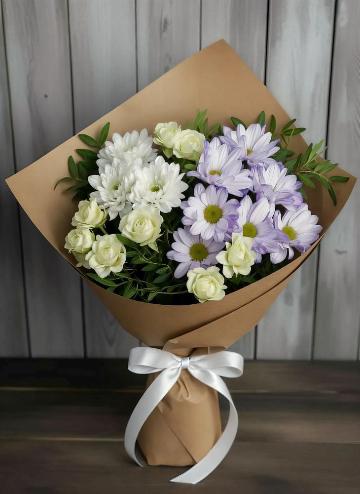 Букет цветов из: Хризантемы и Розы в Акулово